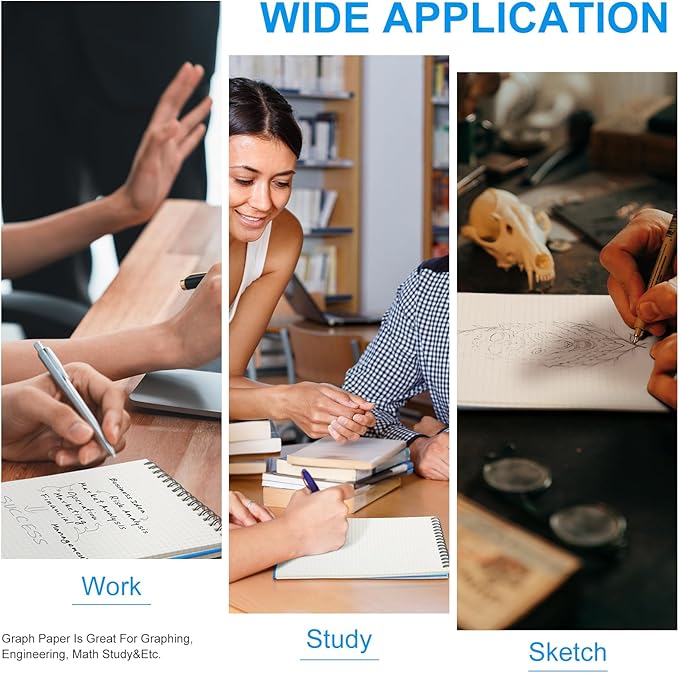 2 Pack Graph Paper Spiral Notepad A5 Top Wirebound Notepad Grid Notebook Steno Pads Memo Notebook Grid Paper 140 Pages for Writing Sketching Drawing Office Supplies (Light Blue)