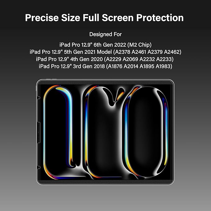 Magnetic Privacy Screen Protector Compatible with iPad Pro 12.9” 2022-2018 (6th/5th/4th/3rd Gen), Easy Install Shield Anti Glare Blue Light Filter, Horizontal and Vertical Black Security Film
