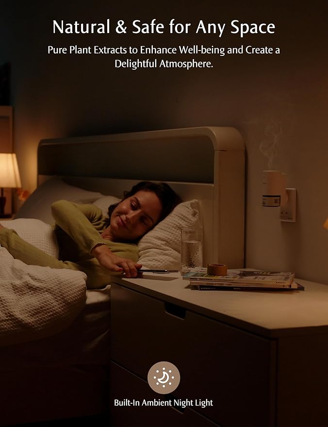 SF101 Waterless Ultrasonic Essential Oil Diffuser–100% Plant-Based,120-Day Natural Air Freshener & Aromatherapy Diffuser for Home,Hotel,Studio–Covers up to 100㎡-Bergamot