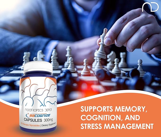 Nootropics Depot BaCognize Bacopa Monnieri 300mg Capsules (120 Count) Ayurvedic Herb Non-GMO, Gluten Free, and Vegetarian Friendly