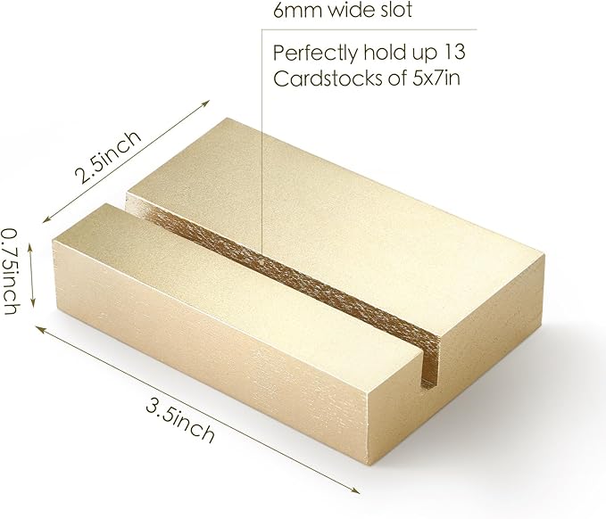 UNIQOOO 3.5" Gold Birch Wood Stand for Monthly Desk Calendar, Wooden Block Base, Cardstock Holder, For Office Home Retail Reception Decor, Photo Display, 2 Pack