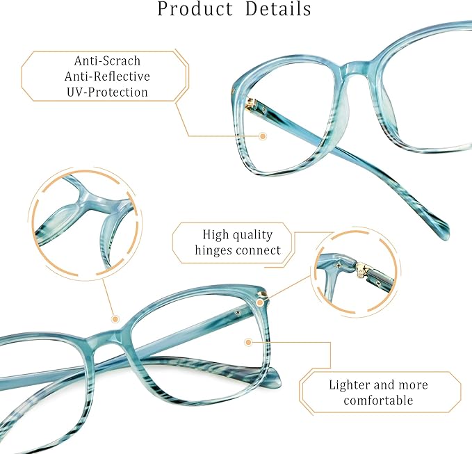 LifeArt Blue Light Blocking Glasses, Anti Eyestrain, Computer Reading Glasses,TV Glasses for Men and Women