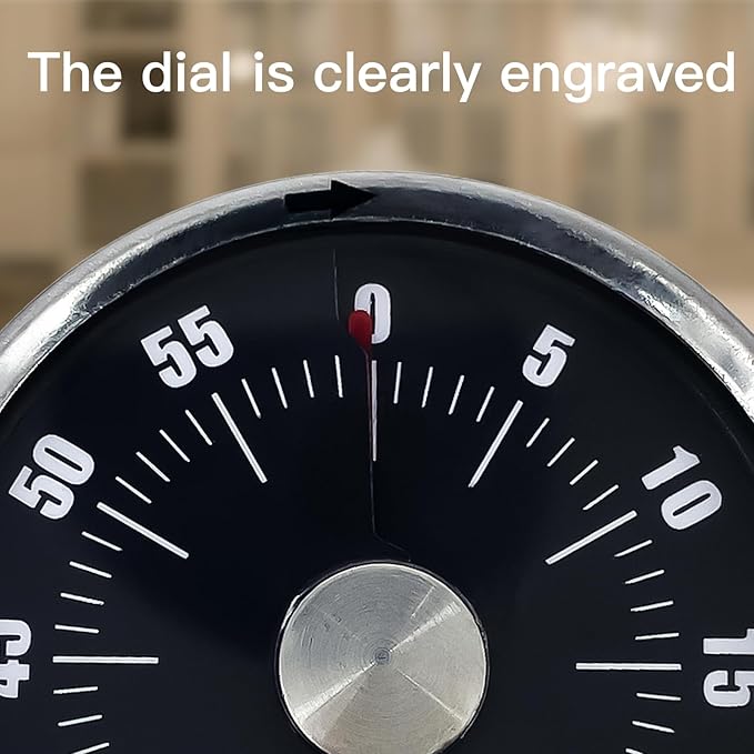 Kitchen Timer for Cooking, 60 Minute Visual Timer with Magnetic Base Mechanical Desk Timer for Home Kitchen Cooking Classroom Study Office Desk Use(Black)