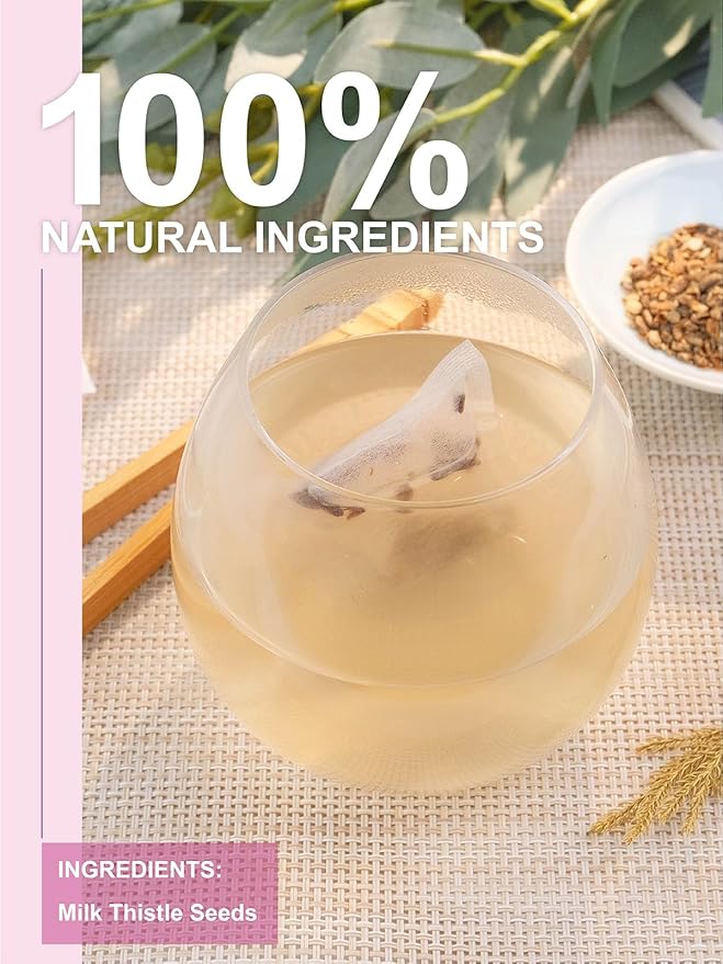 TeeLux Milk Thistle Tea Bags, Natural Milk Thistle Seed Tea, Mild & Mellow Taste, Caffeine Free, 100 Count