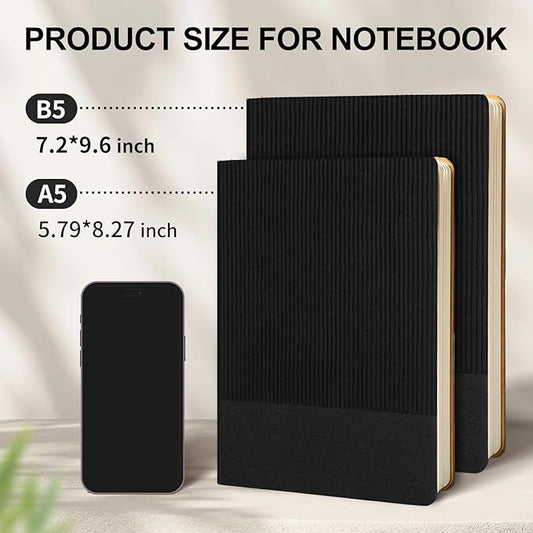 Lined Journal Notebook for Work College Ruled Note Book 5.79"x8.27" A5 PU Leather Daily Journaling 216 Pages for Women Men Writing Home School Supplies Business (A5 Lined 216pages, 07-Black)