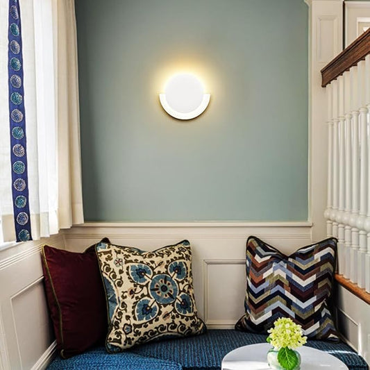 DANSEER White Round Acrylic Wall Lamp Round LED Home Wall Sconce 14W-4000K Modern Wall Light for Bedroom Living Room Hallway