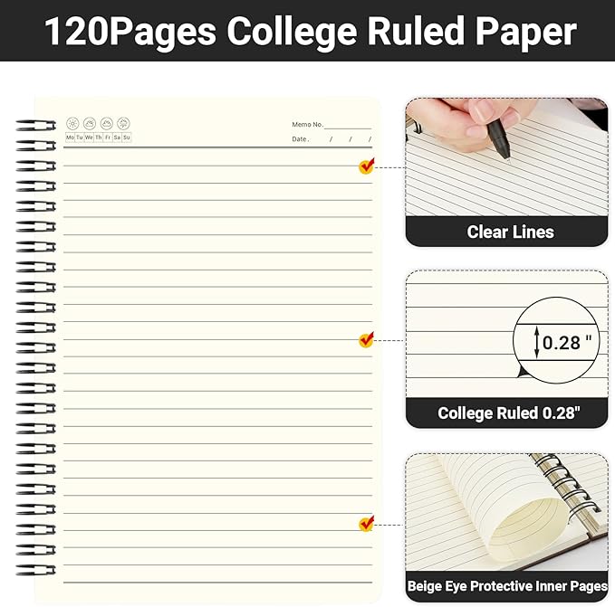 EUSOAR Hardcover Lined Notebook, A5 24 Packs 5.5" x 8.3" 120 Pages Lined Travel Writing Notebooks Journal, Memo Notepad Sketchbook, Students College Office Business Subject Diary Ruled Book Journal