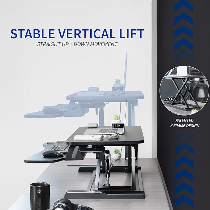 VIVO 26 inch Desk Converter, K Series, Height Adjustable Sit to Stand Riser, Dual Monitor and Laptop Workstation with Keyboard Tray, White, DESK-V026KW