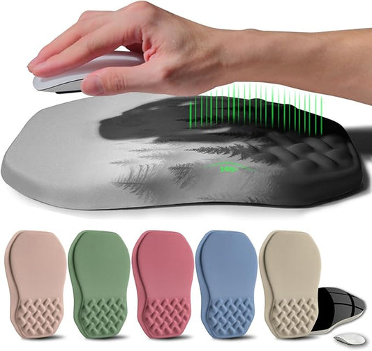 Ergonomic Raised Mouse Pad Wrist Support with Bilateral Slope Memory Foam Mousepad for Wrist Rest and Carpal Tunnel Pain Relief 11.8x7.9〃Forest