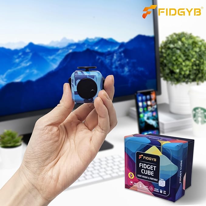 Cube Fidget Stress Relief Toy for Adults & Kids, Smooth, Quiet Sensory Toy for Anxiety, Focus & ADHD Idea[Camo]