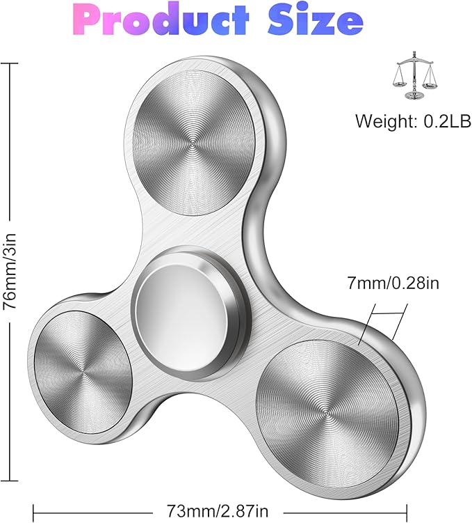 Fidget Spinners Toy, 3-8 Min Spins Time Stainless Steel Bearing Metal Fidget Spinner, EDC ADHD Stress Anxiety Relieves Fidgets Finger Toys, Novelty Toy for Kids and Adults