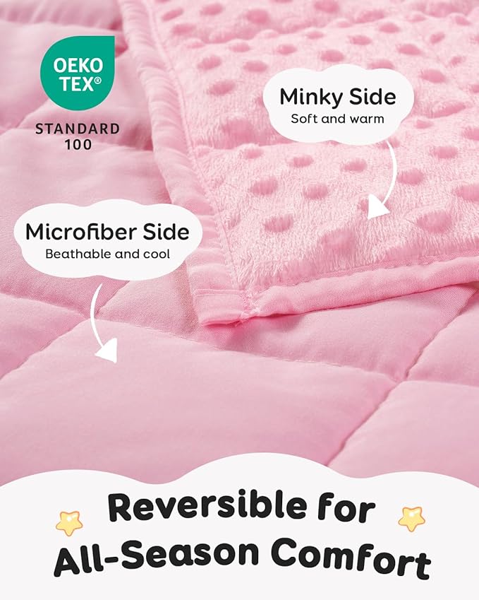 Kivik Weighted Lap Pad, Minky Dots Small Weighted Blanket 2lbs, 20"x30", Ultra-Soft Weighted Throw Blankets, All-Season Cozy Breathable Mini Lap Blanket for Calming and Better Sleep, Washable, Pink