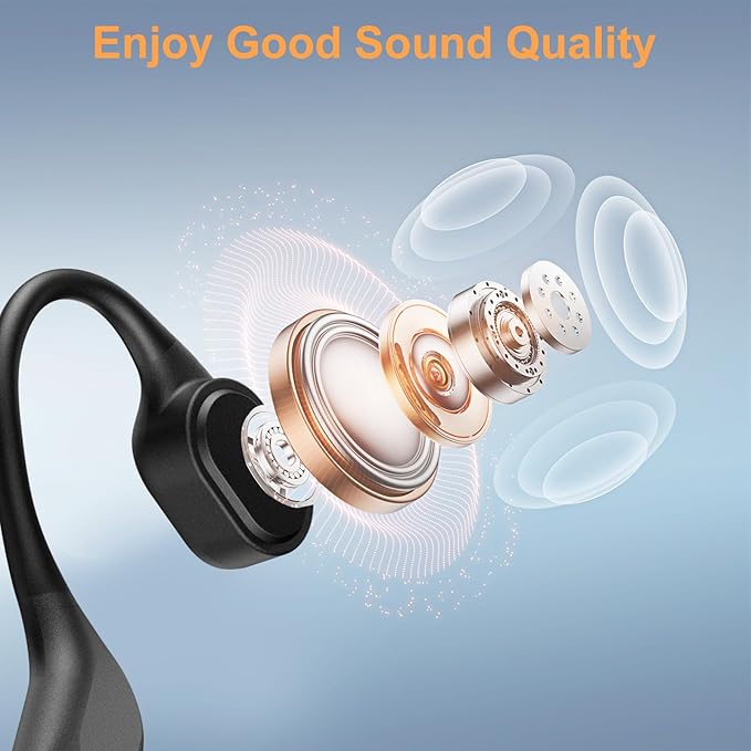 Swimming Headphones IP68 Waterproof, Open Ear Bone Conduction Headphones Bluetooth 5.4 with 32GB MP3 Player, Secure Comfort Underwater Swim Earbuds for Jogging Cycling Fitness-SurfAudio(Black)