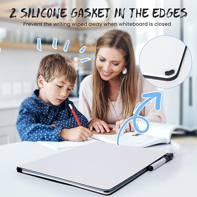 AGM Double Sided Mini Whiteboard, A4 Portable Dry Erase Board with Pen, Desk Whiteboard for Study, Meeting, Draft, Notes, Doodling