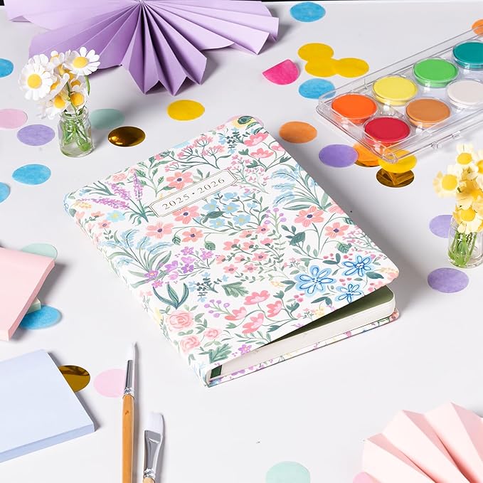 2025-2026 Eccolo 18 Month Bound Planner, Monthly & Weekly Pages (5.25 x 7.75" - July 2025 - Dec 2026 - Flower Garden)