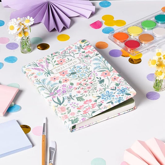 2025-2026 Eccolo 18 Month Bound Planner, Monthly & Weekly Pages (5.25 x 7.75" - July 2025 - Dec 2026 - Flower Garden)