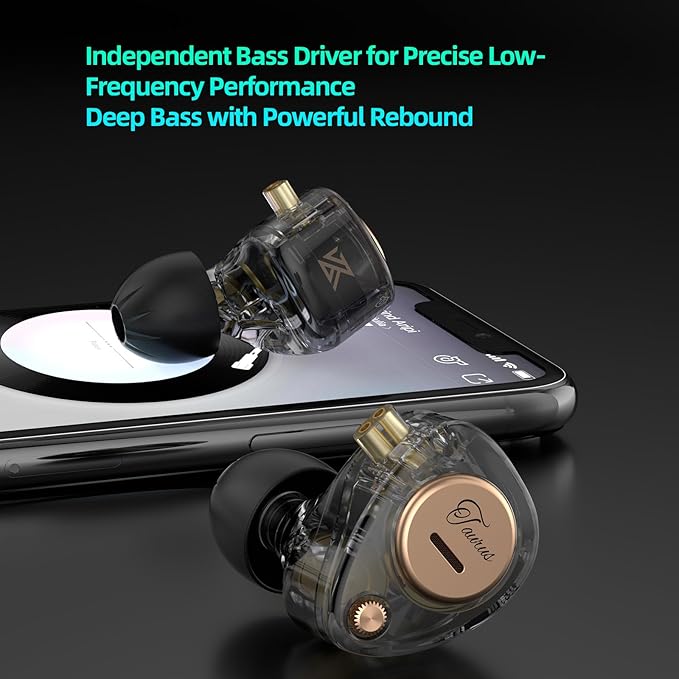 KZ Taurus in Ear Monitor IEM Earbuds, Dual 8mm Dynamic Drivers for Powerful Bass in Ear Headphones, Comfortable Fit iems for Gaming, 2-Pin Gold-Plated Wired Earbuds for Singers (Clear, no Mic)