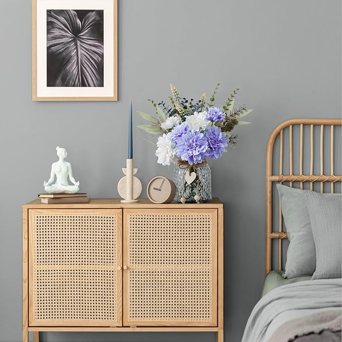 Leftover Fake Flowers in Vase,Faux Flowers in Vase,Table Centerpieces for Dining Room,Flower Centerpieces for Tables,Artificial Flowers,Kitchen Decor,Coffee Table Decor