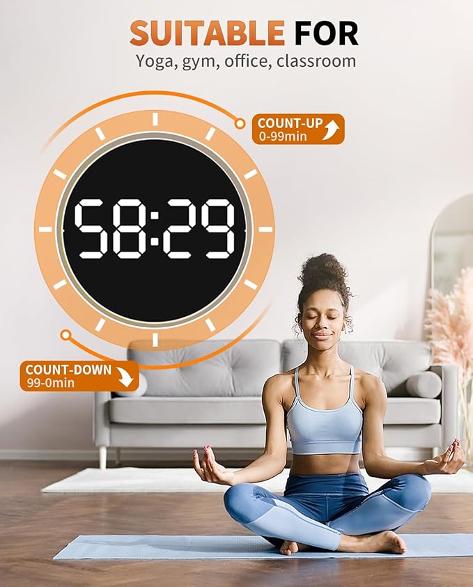 10 Inch Large Digital Wall Clock with 9 Color Changing Remote Control, Date Week Temperature, Auto Brightness Dimmer Big Clock with Night Lights,Blue