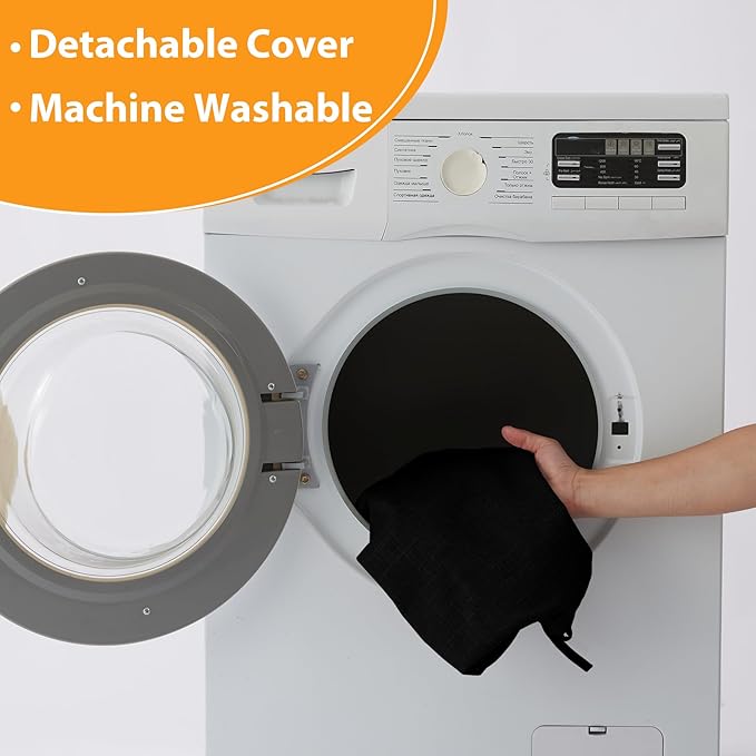 Chair Cushions for Dining Chairs, 2" Thick Seat Cushions for Kitchen Chairs, D-Shaped Chair Pads with Washable Cover, Ties and Non Slip Backing, 17'' x 16'', Set of 4, Black