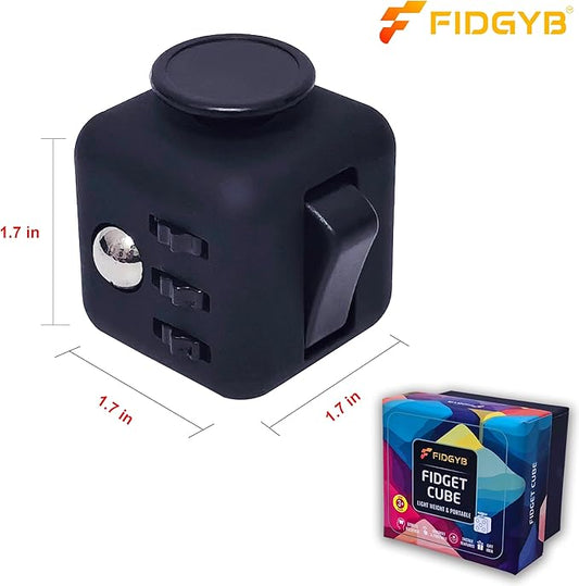 Cube Fidget Stress Relief Toy for Adults & Kids, Smooth, Quiet Sensory Toy for Anxiety, Focus & ADHD Idea[Black_Black]
