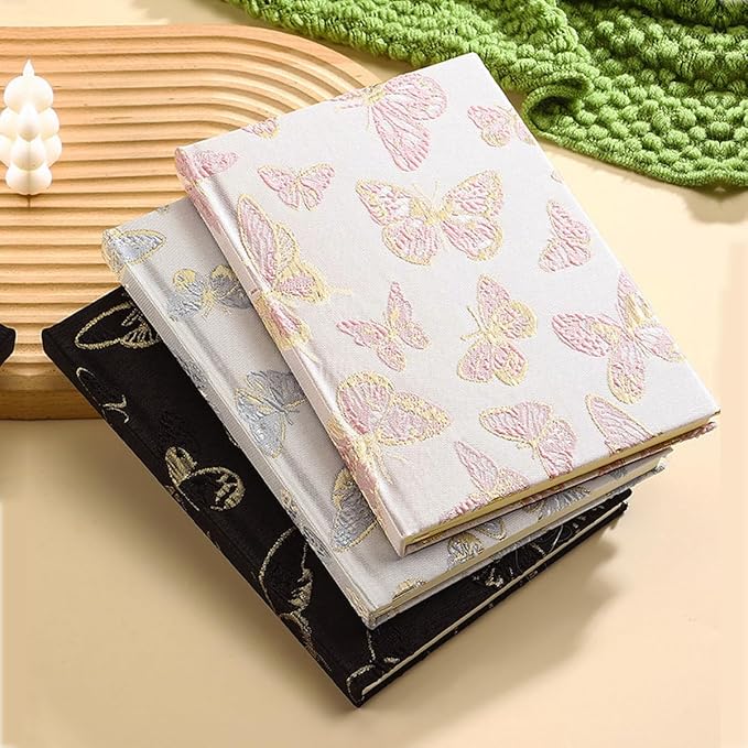 Butterfly Notebook, Journals for Women, Hardcover Notebook, Lay-flat, A5, 6x8, Lined, Dream Journal, Personal Journal, Beautiful Journal, Notebooks for School, Embroidered Journal, Diary, Black
