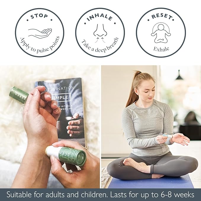 Scentered Aromatherapy Balm Stick Duo for Stress-Relief & Meditation - Roll On Essential Oil Blends of Frankincense, Oud, Chamomile - Aromatherapy Gifts for Women - De-Stress & Escape