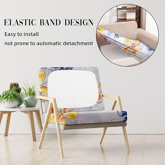 8Pcs Stretch Patio Cushion Covers Outdoor Cushion Cover, Jacquard Stretch Cushion Covers, Cover Replacement, Outdoor Sofa Covers, Washable Furniture Couch Cushion Cover (Mystery Sea)