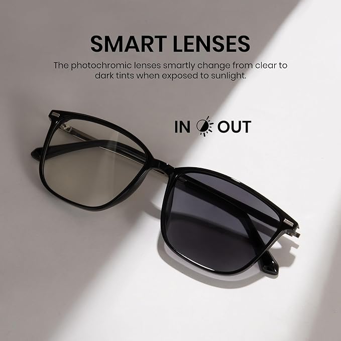 Cyxus Blue Light Blocking Glasses Men Women Computer Gaming Glasses Rectangle UV400 Photochromic glasses 8208i01