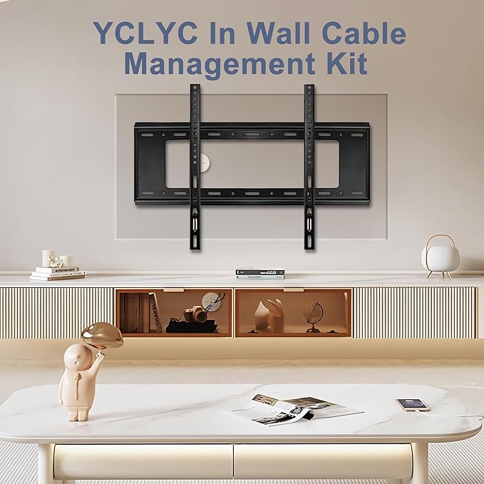Wire Hiders for TV on Wall, 3in Off White in Wall Cable Management Kit, YCLYC Cable Hider Wall Grommets for Cables, Wire Hider Wall to Install Includes 4 Pass Brackets and 1 Hole Saw Drill