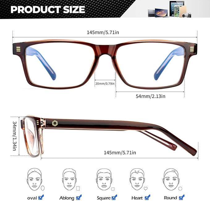 ANYLUV Blue Light Glasses Men Woman, Blue Light Blocking Glasses for Computer Gaming, Eye Strain Relief Eye Protection