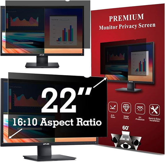 22 Inch Privacy Screen Filter for Widescreen 16:10 Monitor | Privacy Shield | Anti-Glare | Anti-Blue light Protector | Eye Protection | Computer Security Private Filter