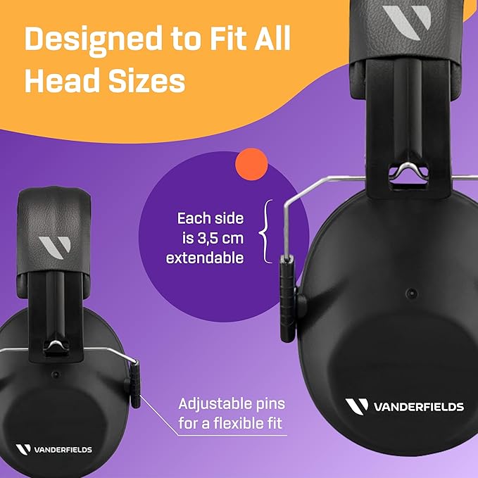 Vanderfields Hearing Protection Headphones - 26dB - Range Shooting Ear Protection - Noise Cancelling Ear Muffs for Adults