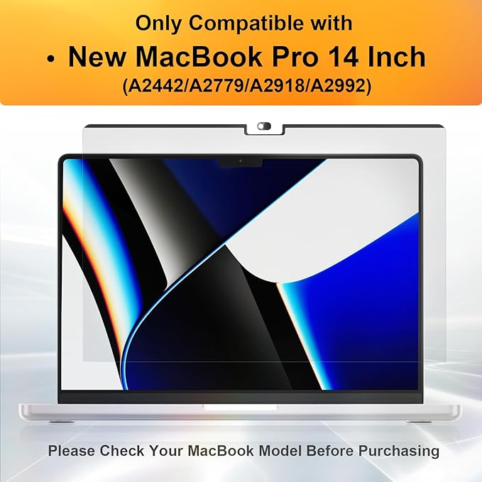 Privacy Screen for MacBook Pro 14 Inch 2021-2024 M4 /M4 Pro /M4 Max /M3 /M3 Pro /M3 Max /M2 Pro /M2 Max /M1 Pro /M1 Max, Magnetic Removable Anti Blue Light Glare Screen Protector