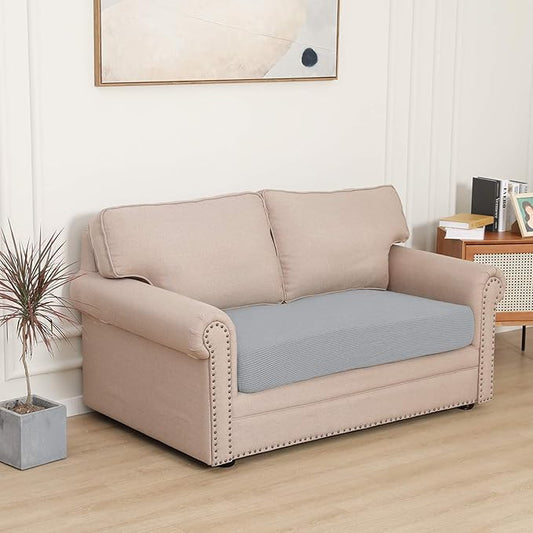 Easy-Going Stretch Loveseat Cushion Cover Sofa Cushion Furniture Protector Sofa Seat Sofa Slipcover Sofa Cover Soft Flexibility with Elastic Bottom(Loveseat Cushion, Silver Gray)
