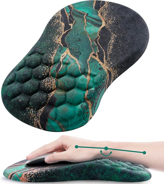 Ergonomic Mouse Pad with Wrist Rest, Comfortable Laptop Mouse Pad, Pain Relief Non-Slip PU Base Green Gold