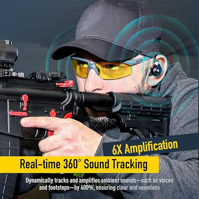 Electronic Shooting Ear Protection Bluetooth 5.4, Shooting Ear Buds with NRR 26dB Noise Cancelling & Sound Amplication, IP67 Dustproof Waterproof for Hunting, Gun Range