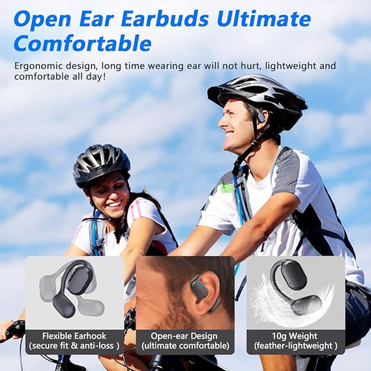 BANIGIPA Open Ear True Wireless Earbuds, Bluetooth 5.4 Headphones w/Dual Mic for Calling, 10g Light&Comfort, Open Ear Earbuds w/Earhooks for Working Running Traveling, IP67 Waterproof, 40H Playtime