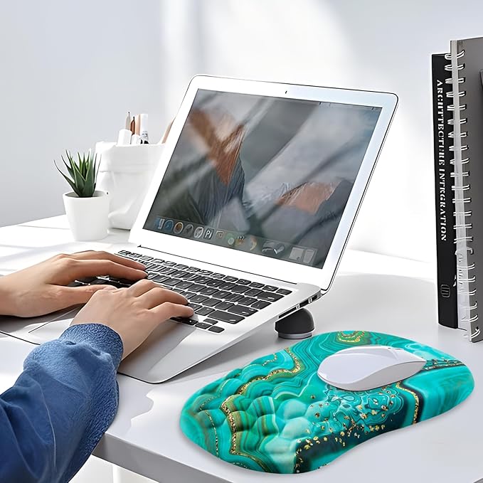 Mouse Pad Wrist Support, Ergonomic Mouse Pad with Wrist Rest, Comfortable Computer Mouse Pad for Laptop, Pain Relief Mousepad with Non-Slip PU Base Green