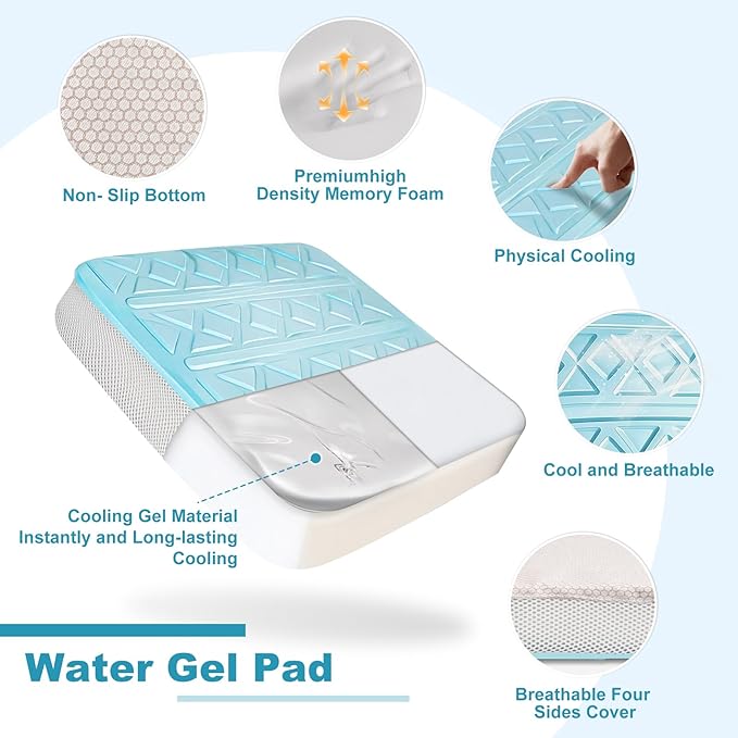 Thicken 19.7in Seat Cushions for Office Chairs,Ultra Large Dual-Layer Gel &Memory Foam Wheelchair Cushions for Long Sitting, Non-Slip Cover Chair Seat Pads for Office, Computer Desk,Car & Truck