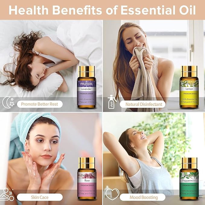 Essential Oil Set, 12x5ml Essential Oils Gift Set with Diffused Wood, 100% Natural Pure Essential Oils for Diffusers DIY Candle Soap Making