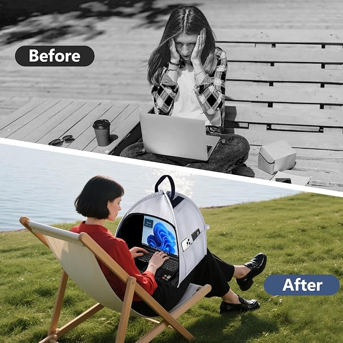 Universal Foldable Laptop Sun Shade & Privacy Shield -Fits 13-16 inch MacBook, Dell, Surface - Blocks Sunlight, Protects Privacy, Working Outdoor Travel,Anti - Glare(Have patents),Grey