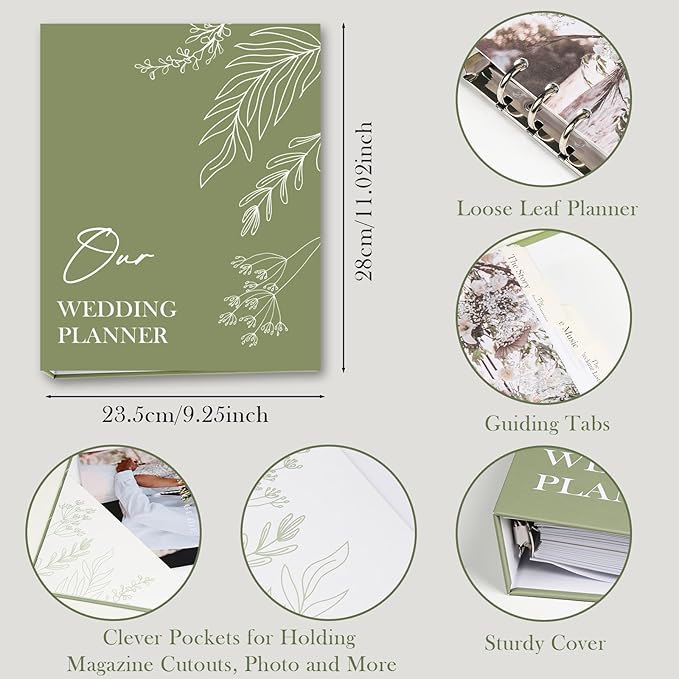 Wedding Planning Book and Organizer for Bride Newly Engaged Couples 222 Pages Bridal Wedding Planner Organizer Notebook with Sticker Checklists & Calendars for Bride To Be