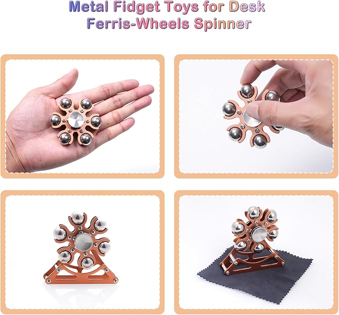 Desk-Fidget-Toys Ferris-Wheels-Spinner: Metal Kinetic-Fidget-Spinner 4mins, EDC-Toy Cool-Gadgets for School Office Christmas, ADHD Tools Gift Cool-Stuff Stress Relief Gift for Kid Children Teen Adult