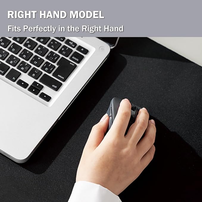 ELECOM Wireless Ergonomic Shape Mouse, 2.4GHz with Mini USB Receiver, Silent Click, Right Hand 2000DPI, 5 Buttons, Optocal Sensor, Compatible with PC, Mac, Laptop, EX-G, Msize Black (M-XGM30DBSKBK)