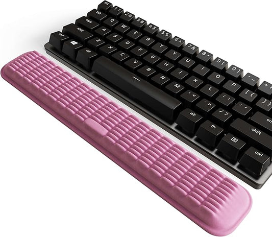 MEKASS Keyboard Wrist Rest for 60% Compact Keyboard, Ergonomic Soft Memory Foam Wrist Support with Non-Slip Silicone Base, Keyboard Pad Relieve Wrist Pain from Laptop, Computer, Typing (Pink)