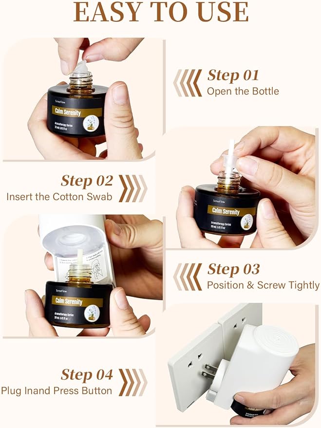 SF101 Waterless Ultrasonic Essential Oil Diffuser–100% Plant-Based,120-Day Natural Air Freshener & Aromatherapy Diffuser for Home,Hotel,Studio–Covers up to 100㎡-Bergamot