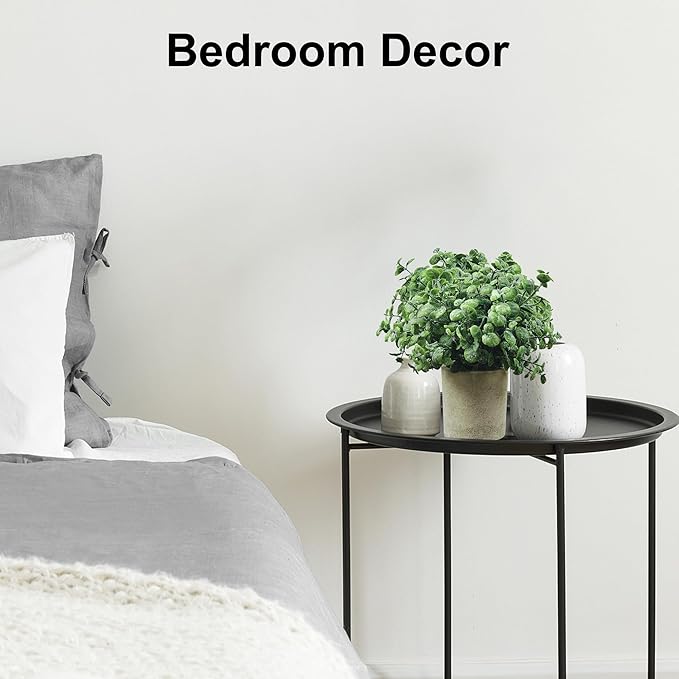 USLAI Small Potted Fake Plants(3-Pack), Mini Artificial Plastic Eucalyptus Plants Topiaries for Home Office Shelf Desk Farmhouse Room Coffee Table Decor