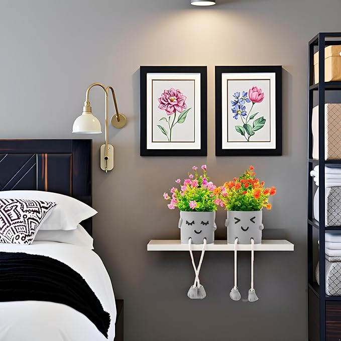 3 Packs Cute Fake Plants, Kawaii Artificial Potted Plants for Table Desk Home Bedroom Bathroom Office Shelf Office Wall Room Farmhouse Decor Artificial Plants B