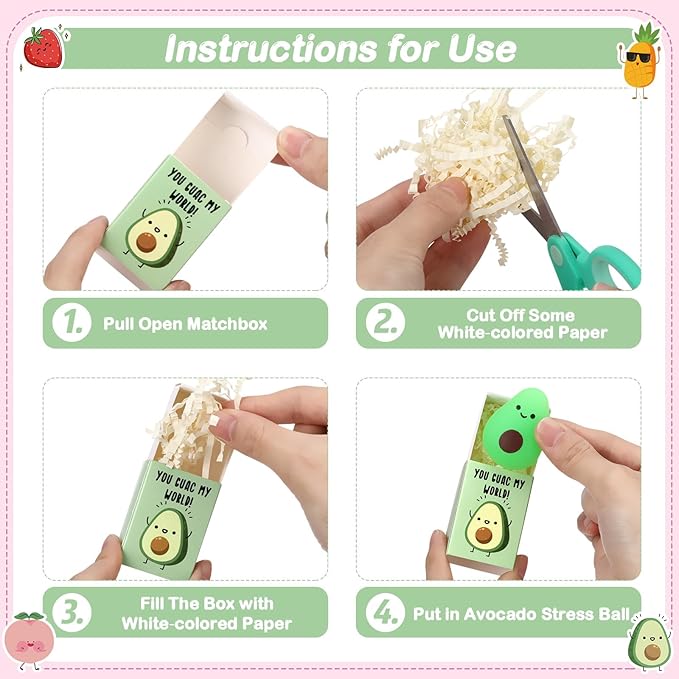 Wettarn 24 Sets Appreciation Fruit Gifts Cute Stress Balls with Support Gift Boxes Inspirational Party Favors for Employee Coworker Friends Office Positive Relief Toys